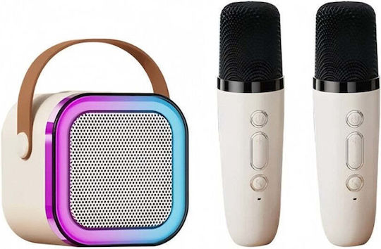 Karaoke Speaker with Wireless Microphones and Lighting Effects Beige