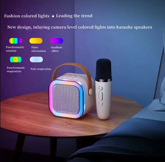 Karaoke Speaker with Wireless Microphones and Lighting Effects Beige