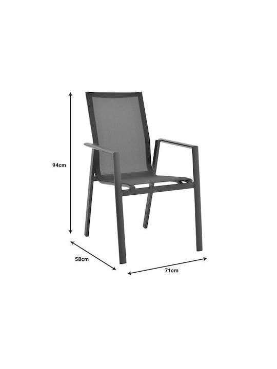 Outdoor Aluminum Outdoor Chair Dashiell Black 71x58x94cm