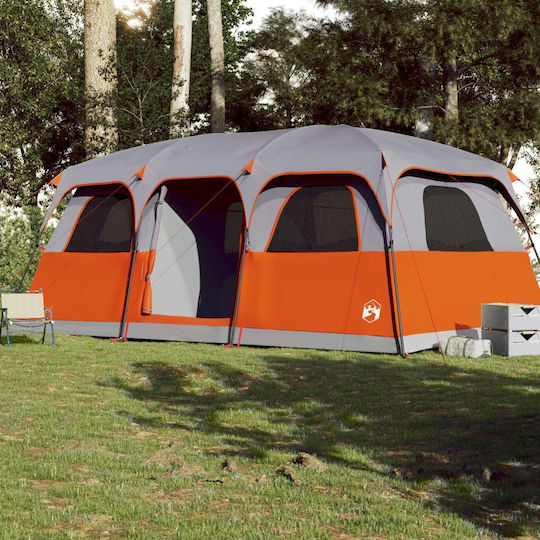 vidaXL Family Camping Tunnel Tent Gray For 9 People