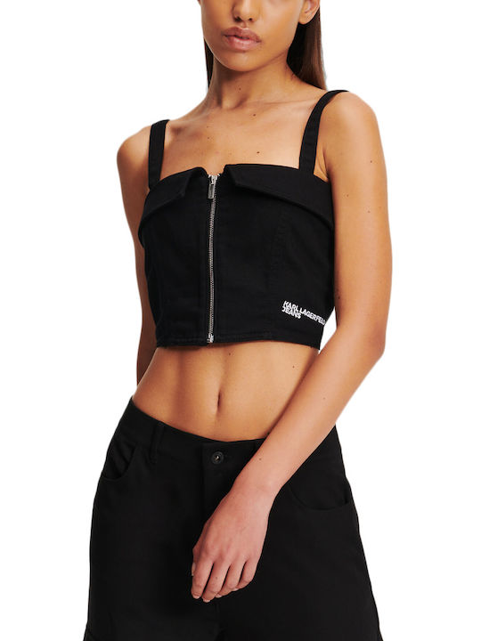 Karl Lagerfeld Damen Korsett Bluse mit Trägern Black