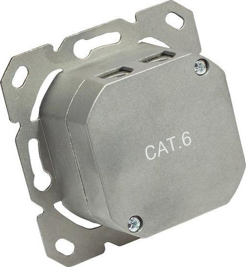 Good Connections Διπλή Πρίζα Δικτύου RJ45 χωρίς Πλαίσιο Τύπου Cat6 σε Γκρι Χρώμα GC-N0051