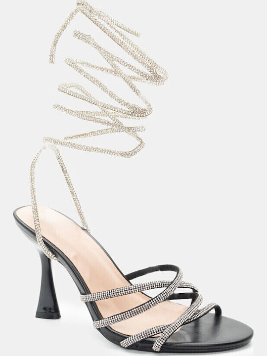 Sandalen mit Strass Schwarz