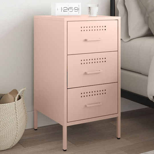 Metal Bedside Table Pink 36x39x68cm