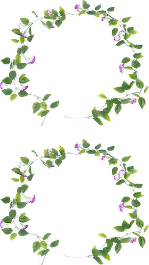 Globostar Künstlicher Garten Morning Glory Girlande 21152 Künstliche Dekorative Girlande aus Morning Glory 230cm Set aus 2 Stück