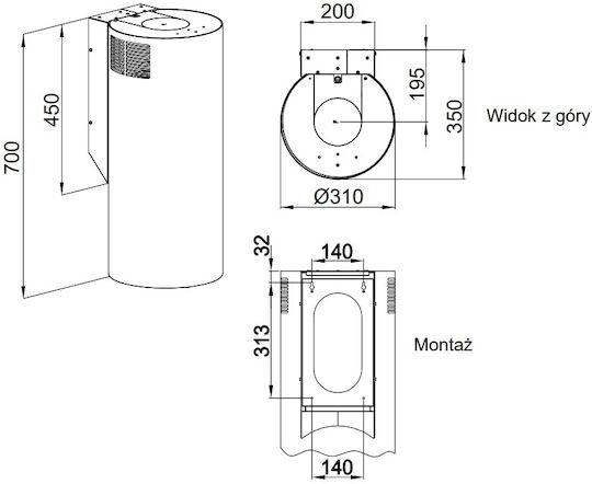 Maan Απορροφητήρας Νησίδα 31cm Inox