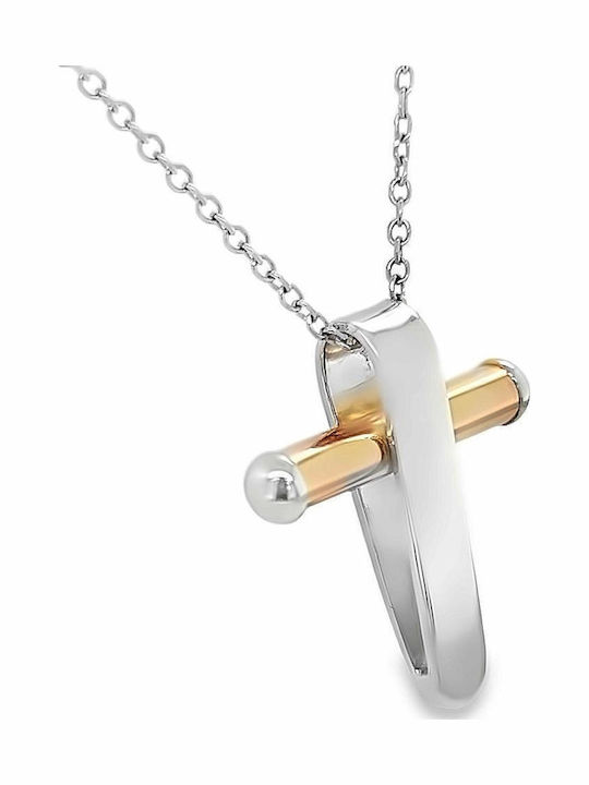 Herren Kreuz Roségold Weißgold 18K St106955