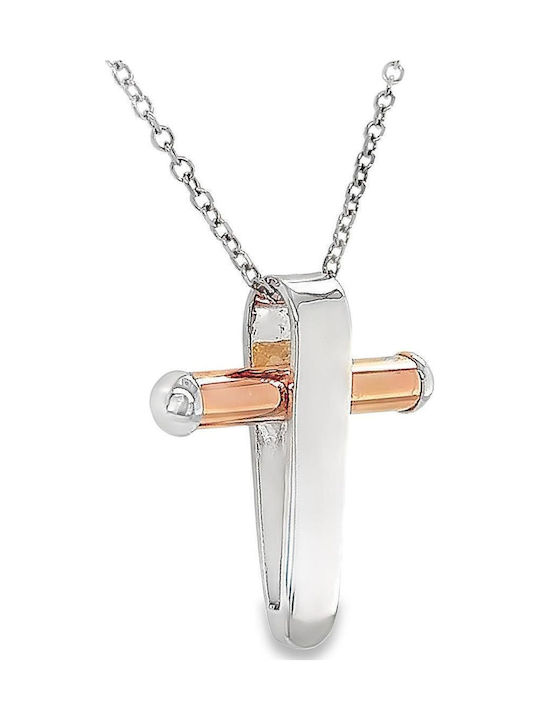 Herren Kreuz Roségold Weißgold 18K St106955