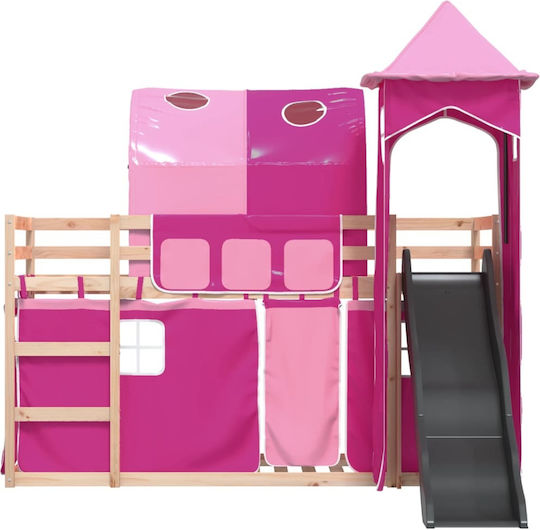 Kinderbett Hochbett Einzeln Rosa für Matratze 90x190cm