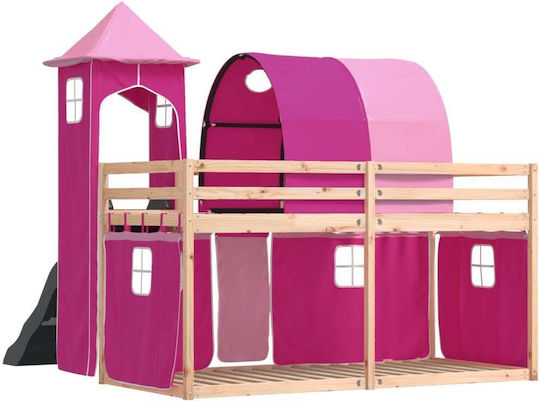 Kinderbett Hochbett Einzeln Rosa für Matratze 90x190cm