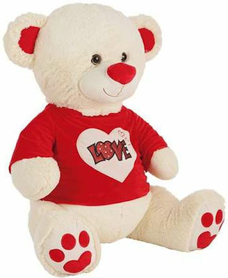 BigBuy Plush Bear Love Glitter T-shirt Beige 70 cm (Various Designs) 1pc