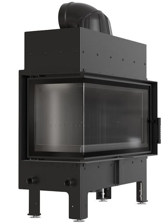 Kratki Kaminofen Holz Warmluft 12kW Linke Ecke mit einer zu öffnenden Tür