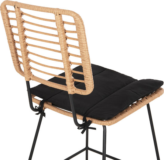 Scaun Rafturi și dulapuri pentru vin de Grădină Rattan Allegra cu pernă Negru 1buc 56x59x116cm