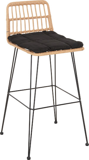 Табуретка Бар За външна употреба Ратан Allegra С възглавница Black-beige 1бр 52x51x103см