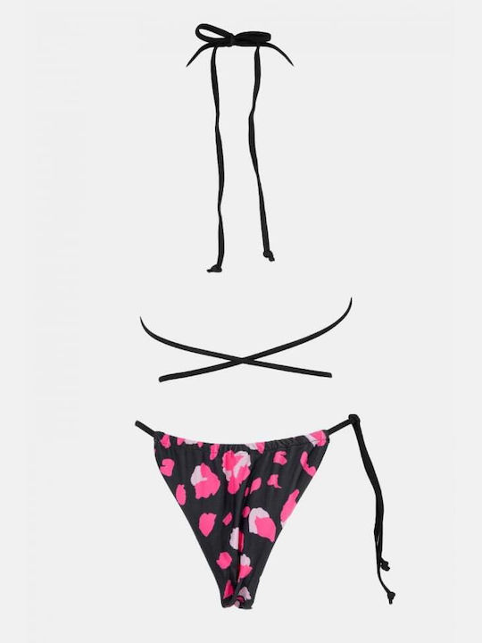 Set Bikini Τριγωνάκι Animal Print Μαυρο