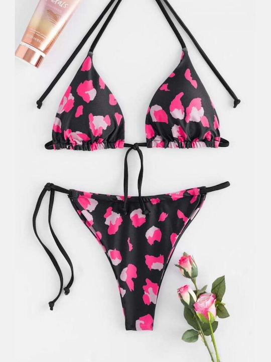 Set Bikini Τριγωνάκι Animal Print Μαυρο
