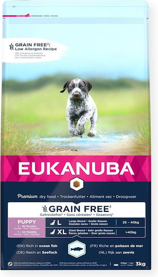 Eukanuba Breed 3kg Ξηρά Τροφή χωρίς Σιτηρά & Γλουτένη για Κουτάβια Μεγαλόσωμων Φυλών με Ψάρια
