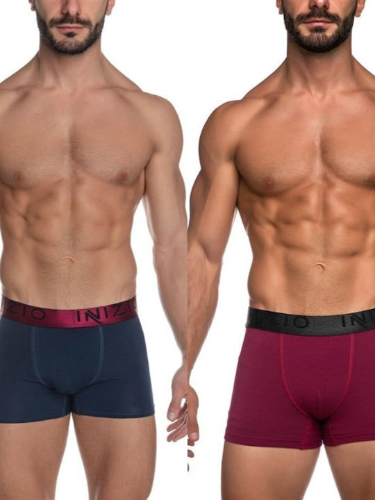 Inizio Men's Boxers Bordeaux/black-blue/bordeaux 2Pack