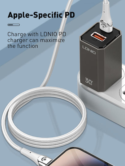 Ldnio Braided USB-C to Lightning Cable 30W Γκρι 1m (LC861)