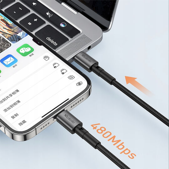 Mcdodo Geflochten USB-C zu Lightning Kabel 36W Schwarz 1.2m (CA-2850)