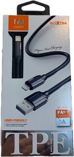 Moxom Braided USB-A to Lightning Cable Μαύρο 1m (MX-CB107)