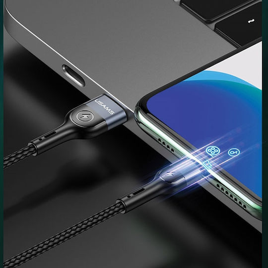 Usams SJ423 Braided / LED USB-A to Lightning Cable Πράσινο 1.2m