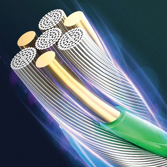 Usams SJ423 Braided / LED USB-A to Lightning Cable Πράσινο 1.2m