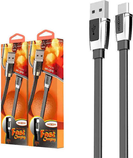 Moxom Flat USB-A to Lightning Cable Μαύρο 1m (MX-CB78)