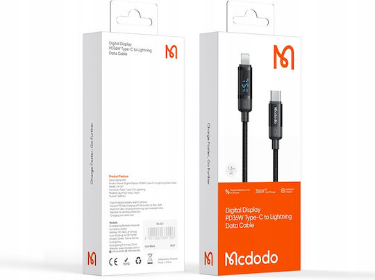 Mcdodo USB-C to Lightning Cable 36W Μαύρο 1.2m (CA-5210)