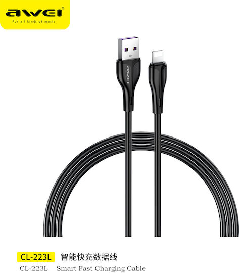 Awei Cl-223l USB-A to Lightning Cable Λευκό 1m (655)