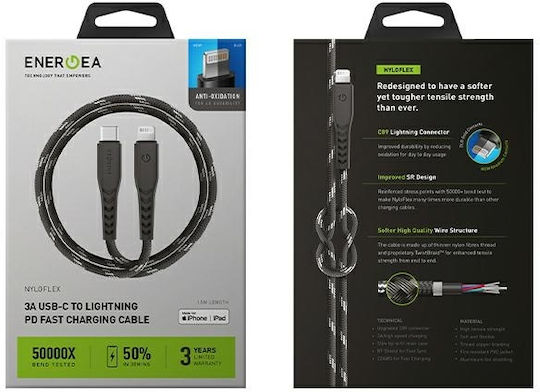 Energea C94 Braided USB-C to Lightning Cable Μαύρο 1.5m