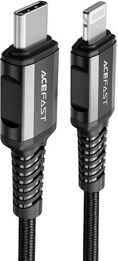 Acefast Плетена USB-C към Lightning кабел 30W Черен 1.2м (C1-01)