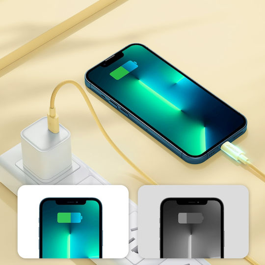 Joyroom S-1024M13 Braided USB-C to Lightning Cable 20W Yellow 1m