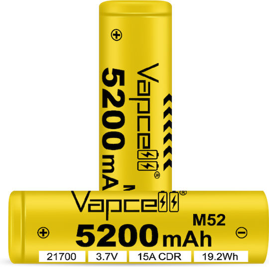 Vapcell Rechargable Battery 21700 5200mAh 3.6V 1pcs