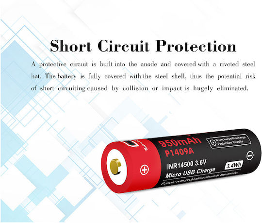 Vapcell Wiederaufladbare Batterie 14500 950mAh 3.6V 1Stück