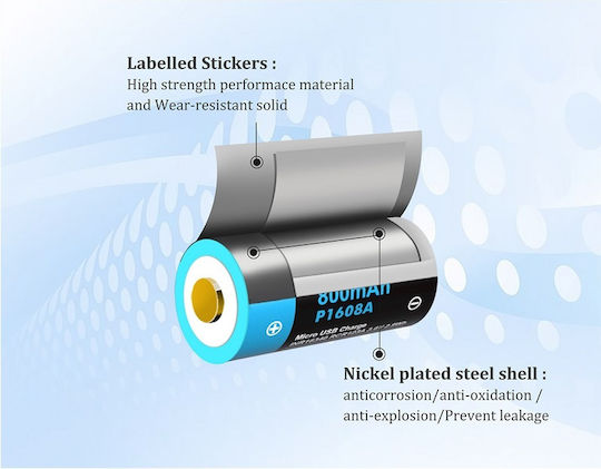 Vapcell Επαναφορτιζόμενη Μπαταρία 16340 800mAh 3.6V 1τμχ