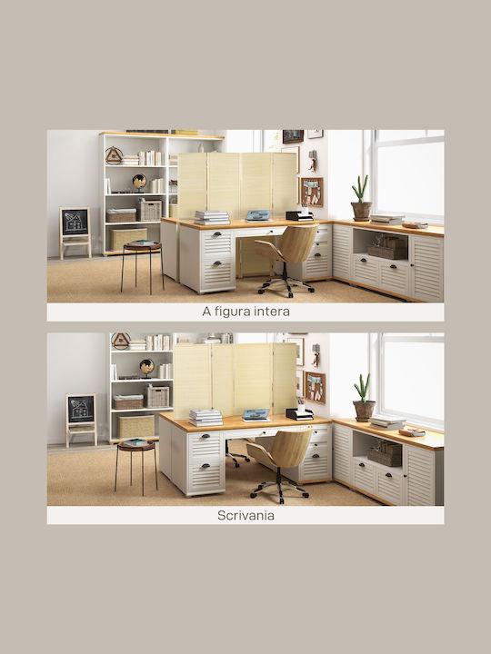 HomCom Decorativ Paravan din Rattan cu 4 Panouri 180x180cm