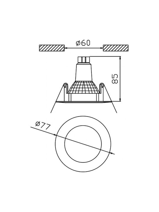 DIL Round Metallic Recessed Spot with Socket GU10 White