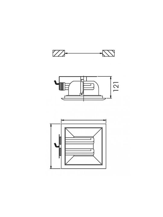 DIL Τετράγωνο Χωνευτό Σποτ με Ντουί G24d Λευκό 10x10εκ. 1τμχ