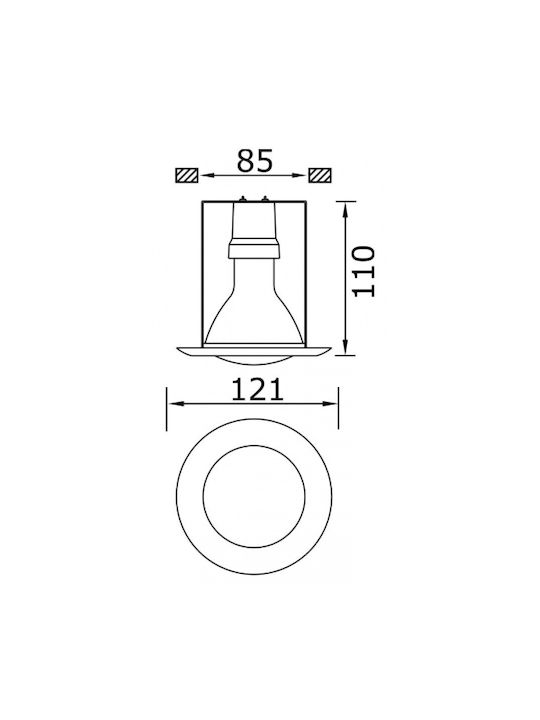 DIL Round Metallic Recessed Spot with Socket E27 Satine 10x10cm. 1pcs
