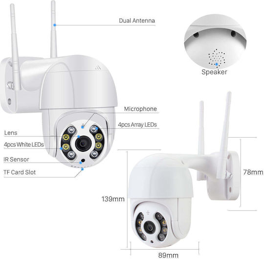 IP Cameră de Supraveghere Wi-Fi Full HD 1080p Rezistentă la apă cu Difuzor și Lentilă 3.6mm