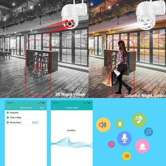 IP Cameră de Supraveghere Wi-Fi Full HD 1080p Rezistentă la apă cu Difuzor și Lentilă 3.6mm