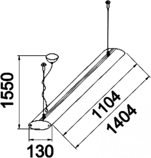 DIL XF128D Fluorescent Ceiling Light T5 Shape for G5 Base L140xD13xH5cm