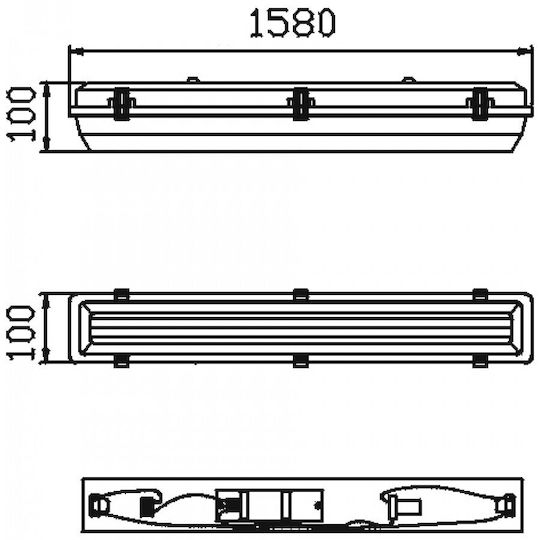 DIL Lumina liniară Lumină Plafon IP65 L158xL10xÎ16cm