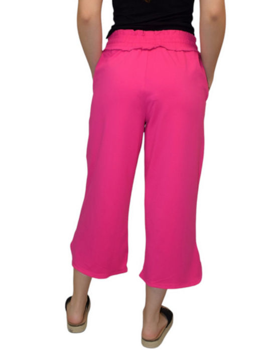 Morena Spain Women's Fabric Trousers with Elastic in Regular Fit Fuchsia