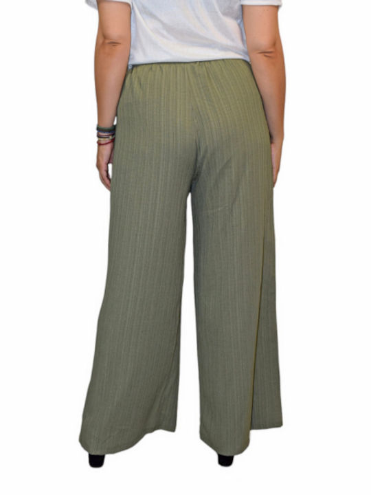 Morena Spain Damen Stoff Palazzo-Hose in Normaler Passform khaki