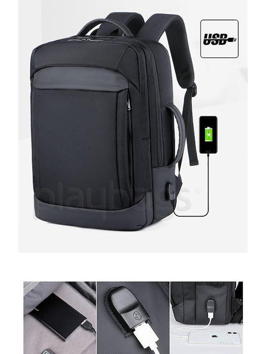 Playbags Collection Wasserdicht Tasche Rucksack für Laptop 15.6" in Schwarz Farbe