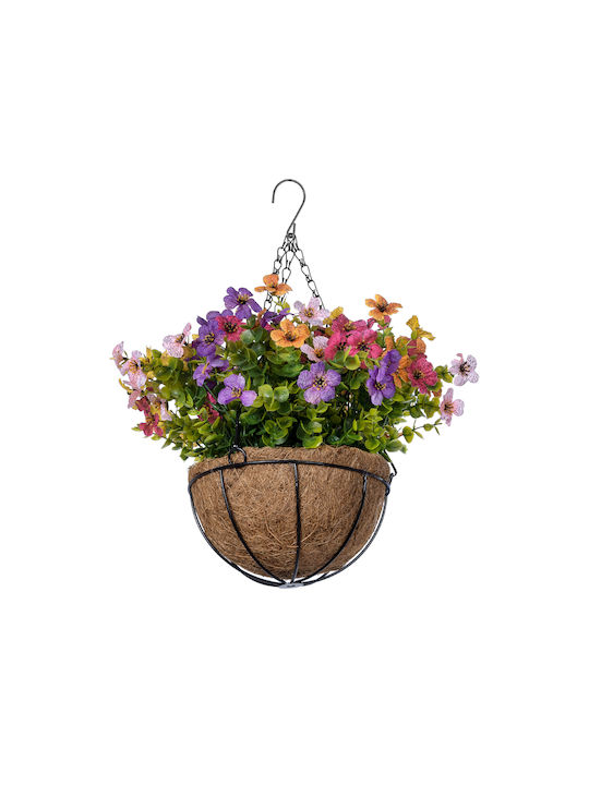 Globostar Artificial Garden Gerbera Hanging Plant 20635 Artificial Hanging Decorative Plant Gerbera Y55cm