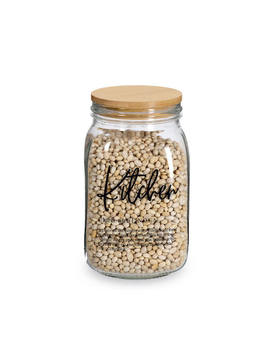General Use Glass Jar with Airtight Lid Transparent 1400ml 1 Piece