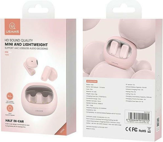 Usams TD22 Ohrstöpsel Bluetooth-Freisprecheinrichtung Kopfhörer mit Ladeetui Rosa